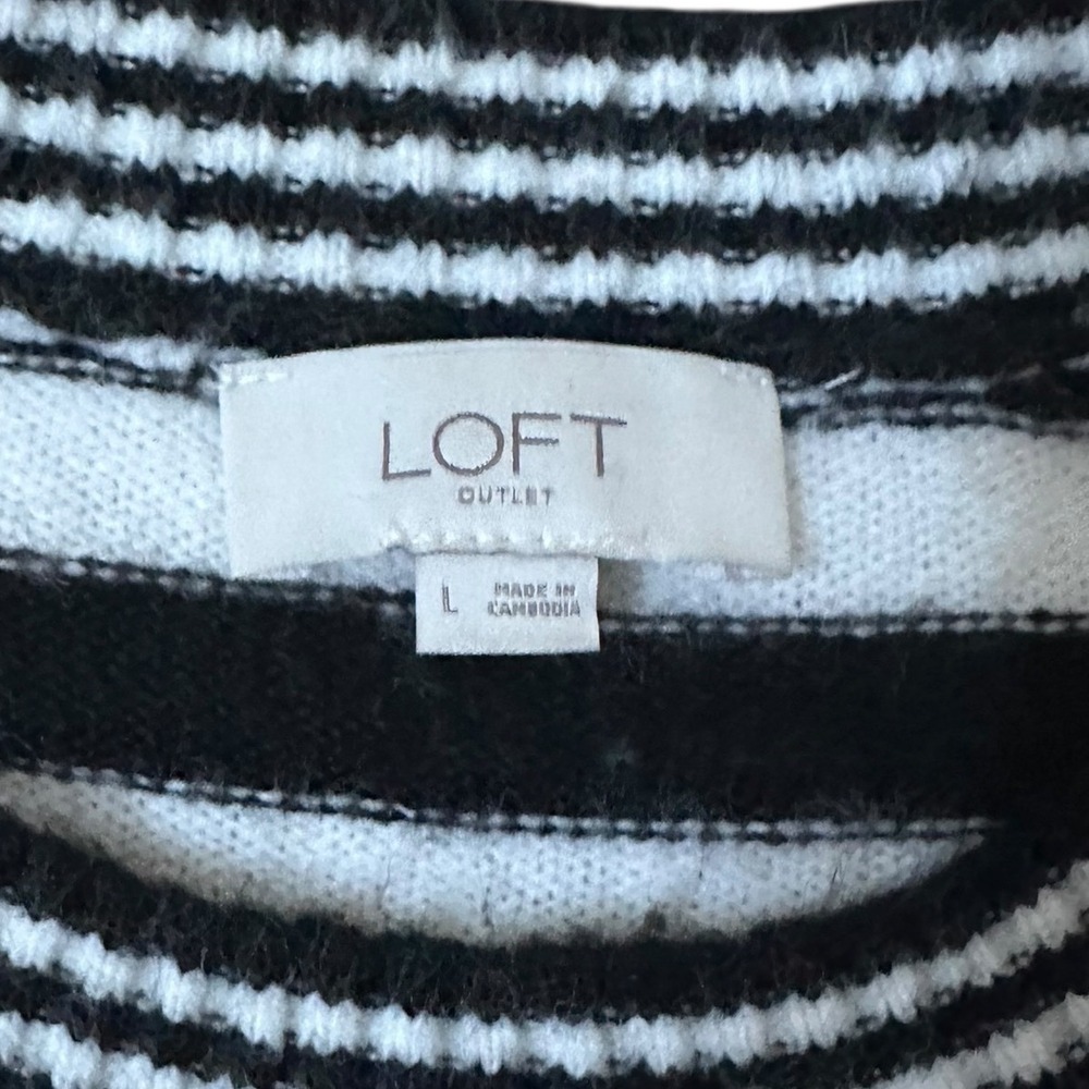 LOFT Outlet Striped Crew Neck Long Sleeve Sweater Women's Size L - Picture 7 of 10